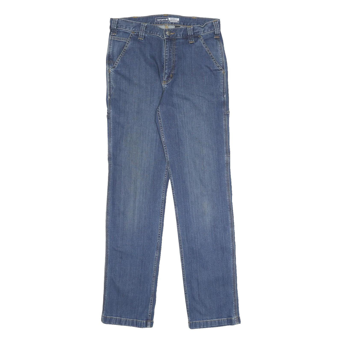 CARHARTT Mens Relaxed Blue Denim Jeans W32 L34 Durable Workwear Zip Closure