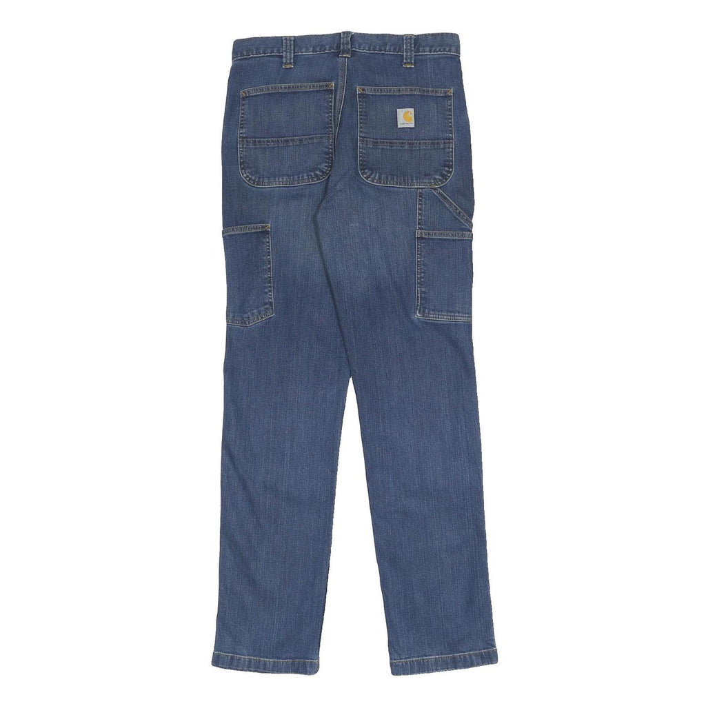 CARHARTT Mens Relaxed Blue Denim Jeans W32 L34 Durable Workwear Zip Closure