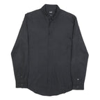 DOLCE & GABBANA Mens Black Plain Shirt S Long Sleeve Luxury Button Collar
