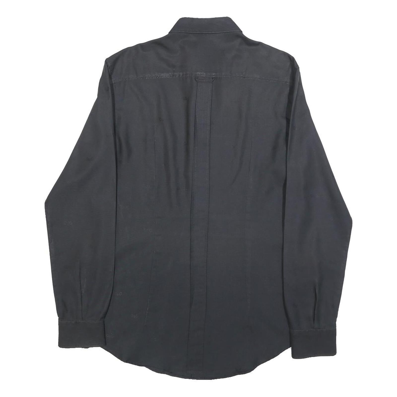 DOLCE & GABBANA Mens Black Plain Shirt S Long Sleeve Luxury Button Collar