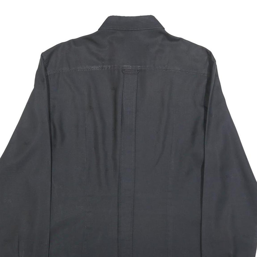 DOLCE & GABBANA Mens Black Plain Shirt S Long Sleeve Luxury Button Collar