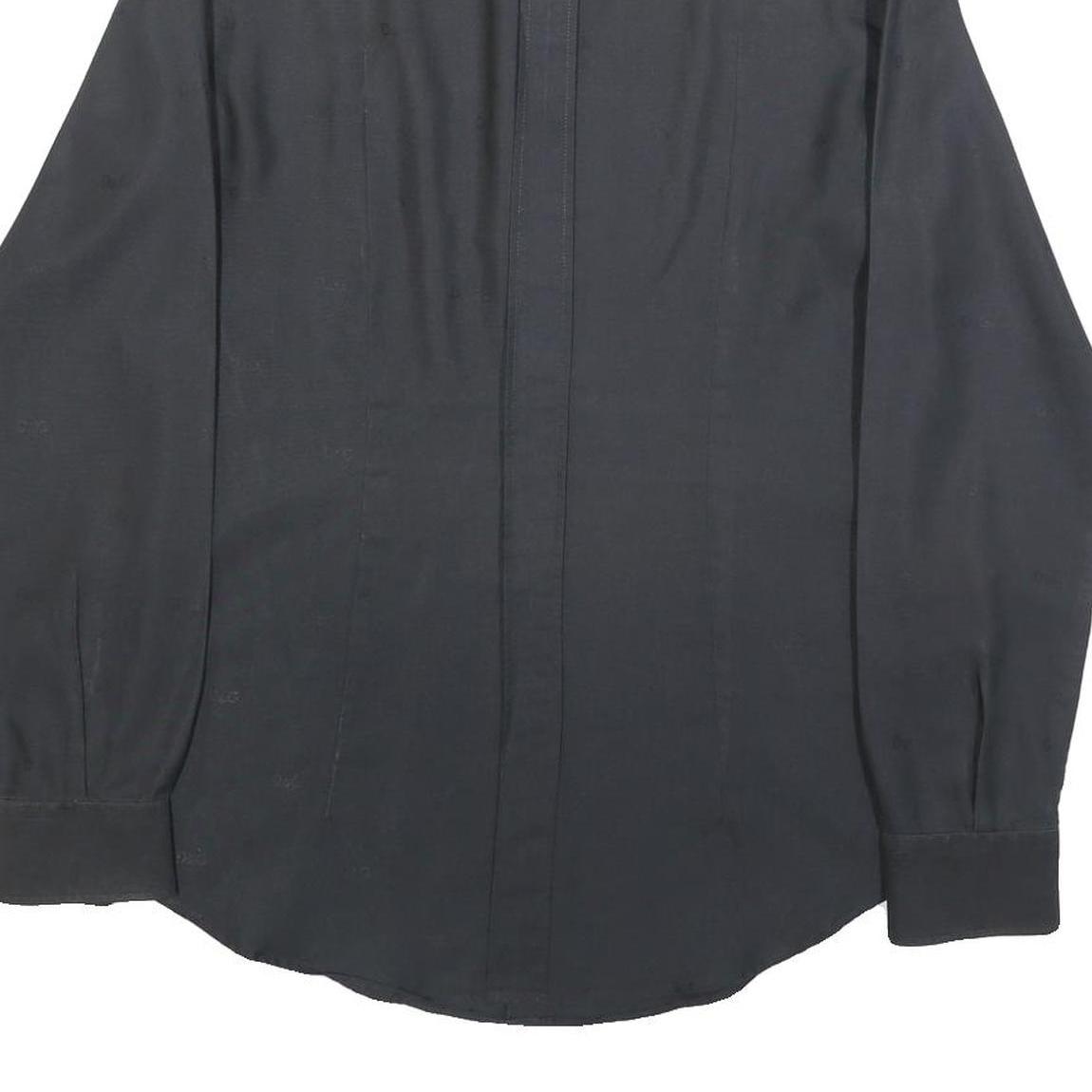 DOLCE & GABBANA Mens Black Plain Shirt S Long Sleeve Luxury Button Collar