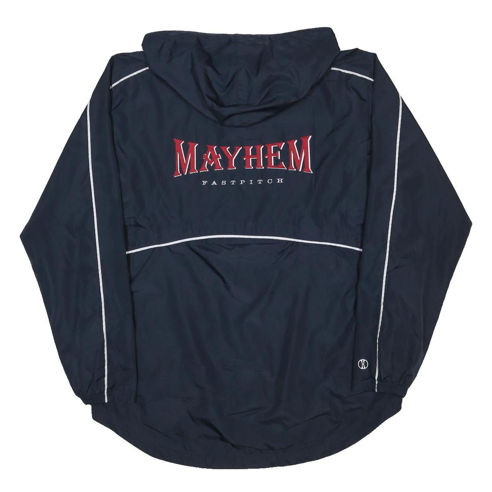 HOLLOWAY Mens Navy Blue Windbreaker Jacket L Polyester Blend Plain Lightweight