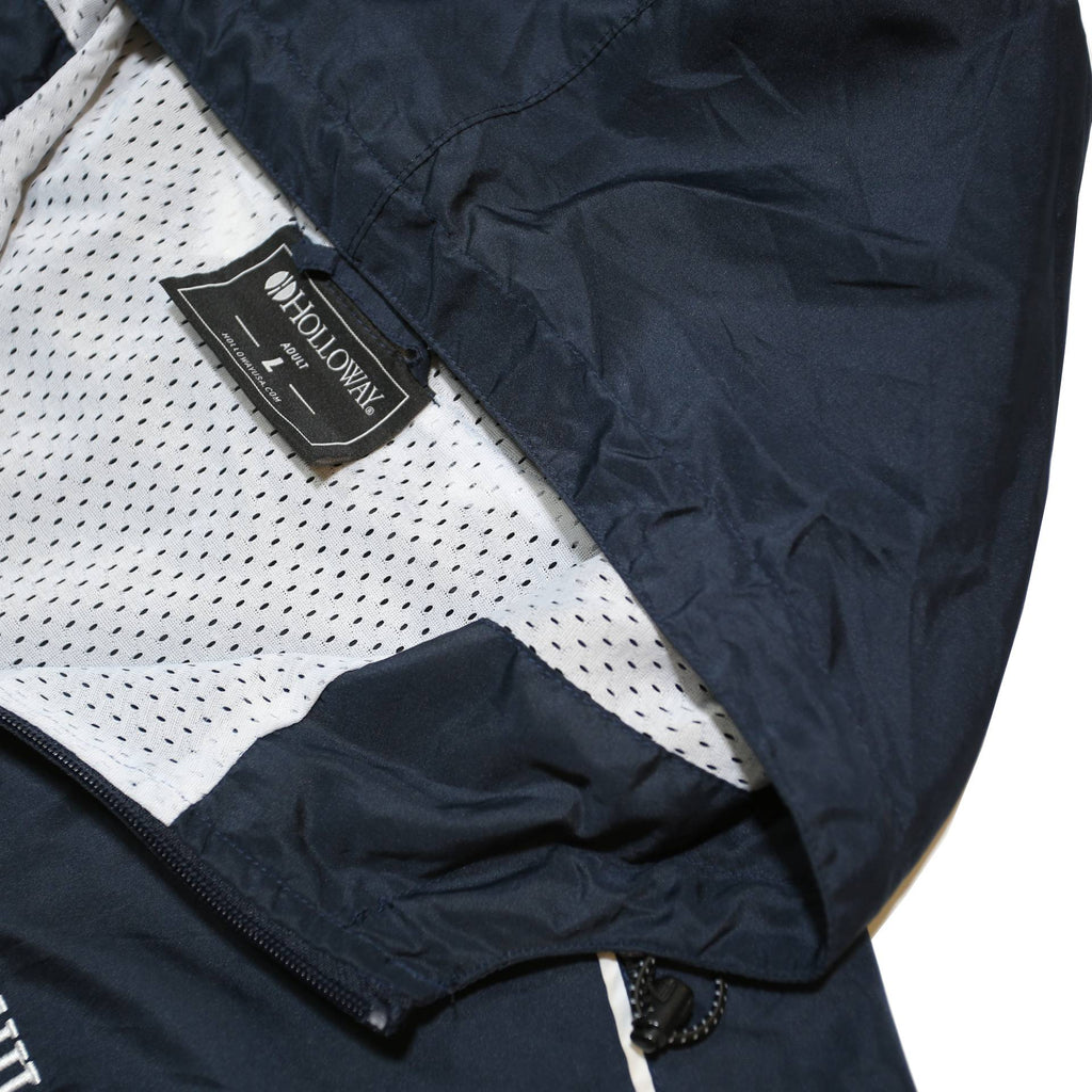 HOLLOWAY Mens Navy Blue Windbreaker Jacket L Polyester Blend Plain Lightweight
