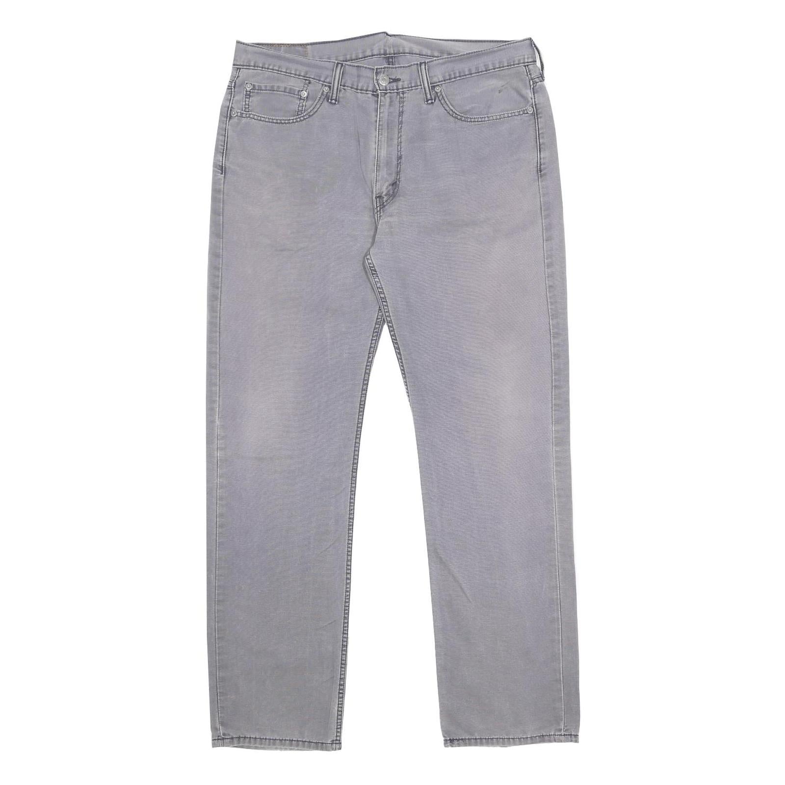 LEVI'S Mens Cotton Grey Slim Straight Trousers W36 L32 Classic Zip Pocket Casual