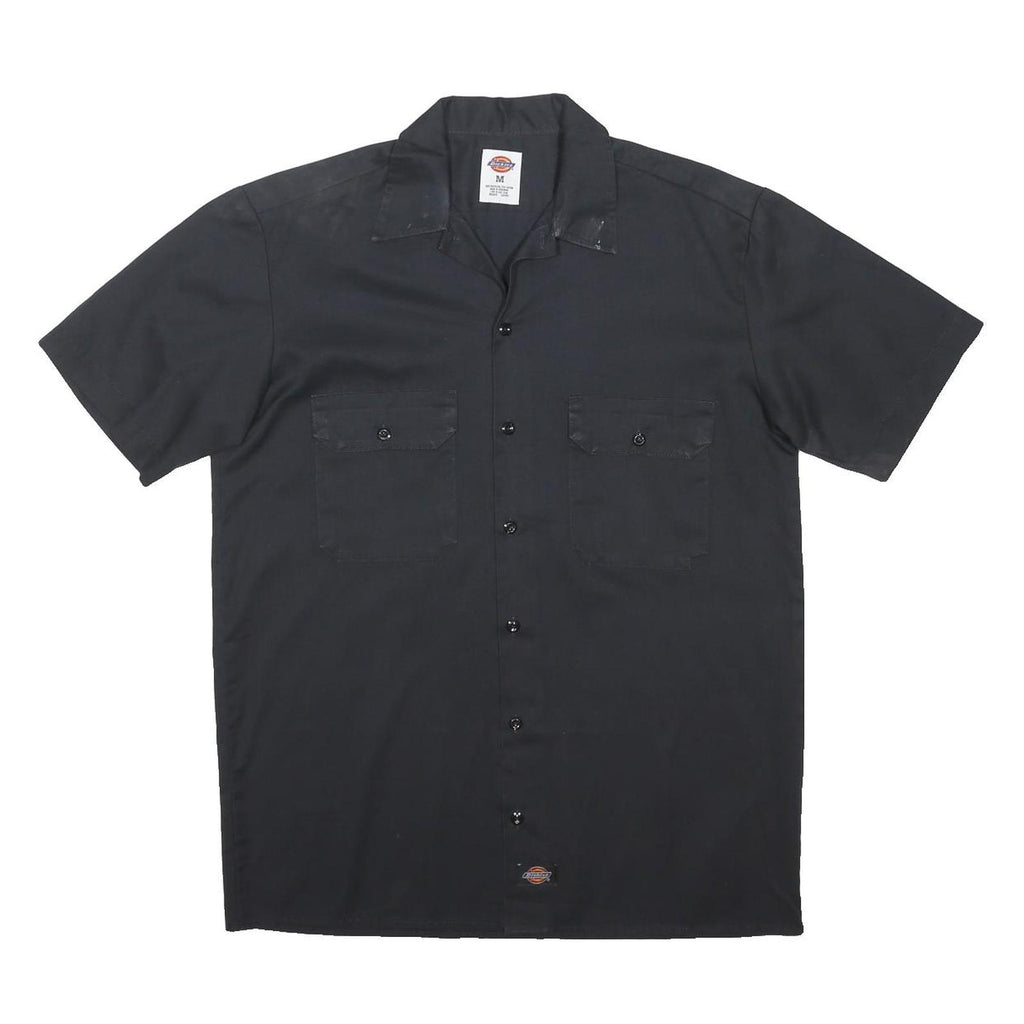 DICKIES Mens Black Work Shirt Button Short Sleeve M Durable Polyester