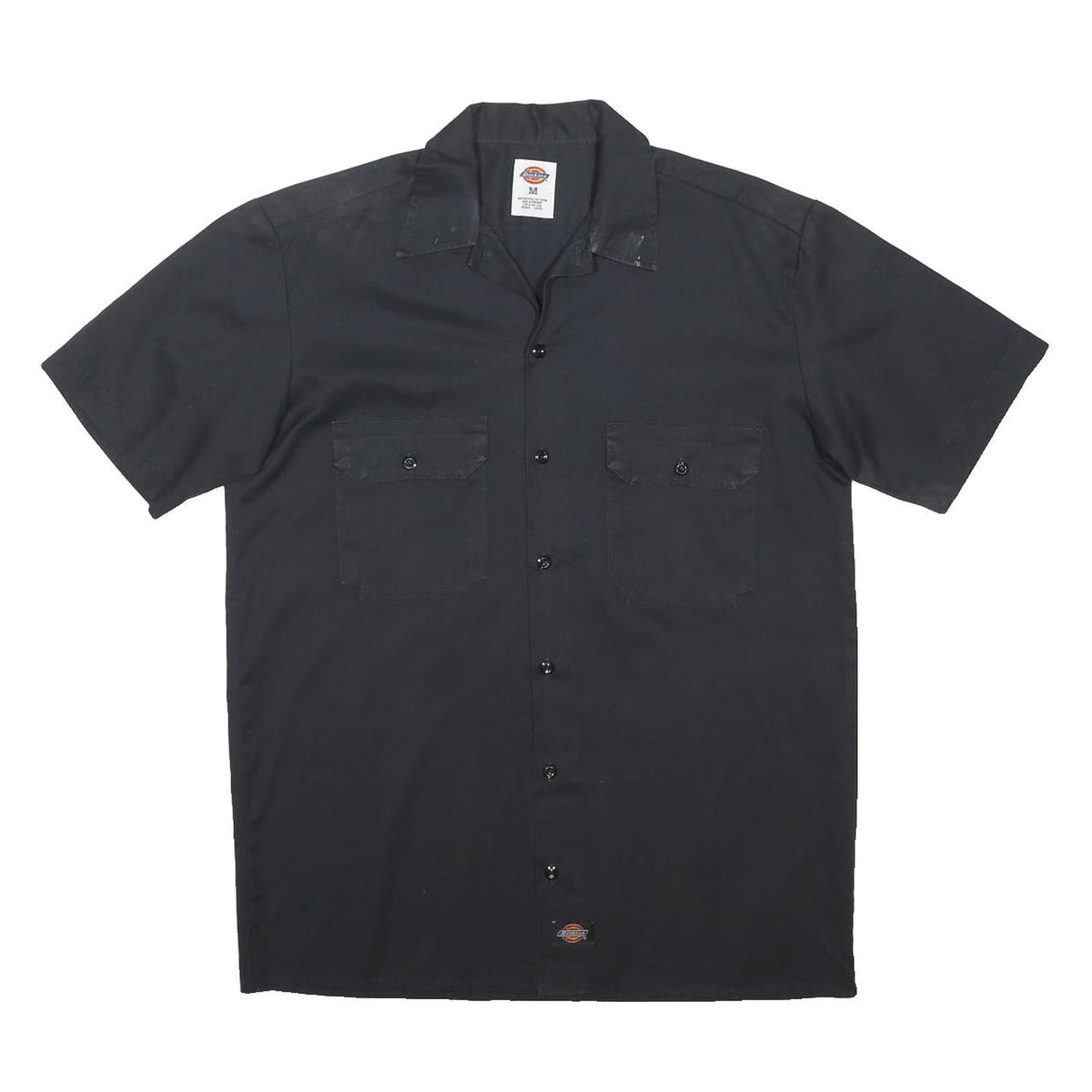 DICKIES Mens Black Work Shirt Button Short Sleeve M Durable Polyester