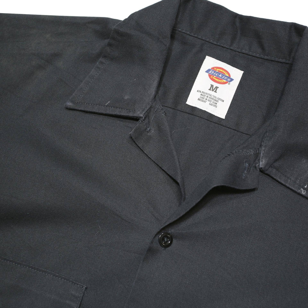 DICKIES Mens Black Work Shirt Button Short Sleeve M Durable Polyester