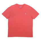 POLO RALPH LAUREN Mens Red V Neck T-Shirt M Casual Cotton Summer
