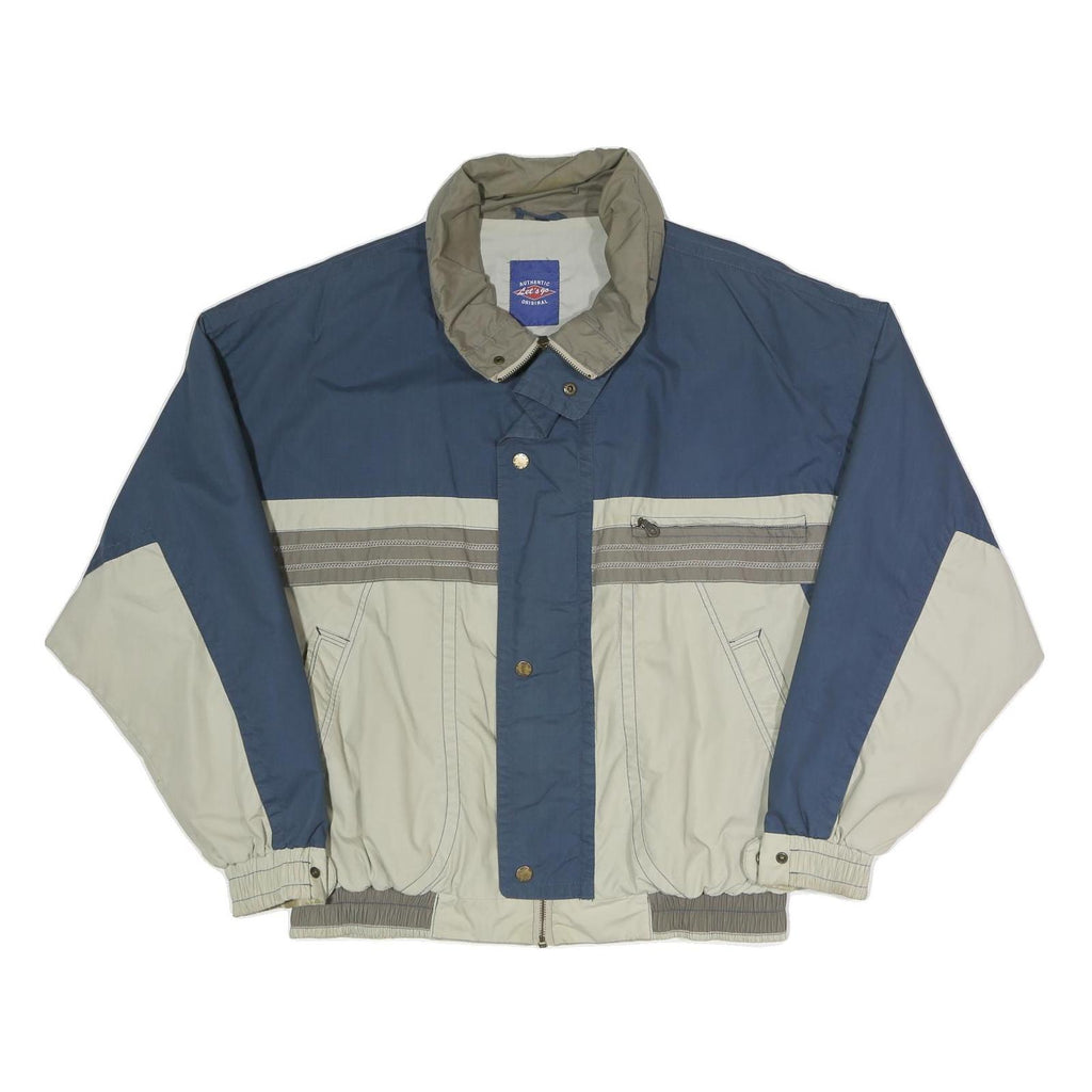 Mens Blue & Cream Colourblock Zip Polyester Blend Jacket XL Outdoor Casual Wear