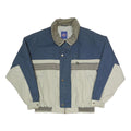 Mens Blue & Cream Colourblock Zip Polyester Blend Jacket XL Outdoor Casual Wear