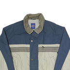 Mens Blue & Cream Colourblock Zip Polyester Blend Jacket XL Outdoor Casual Wear