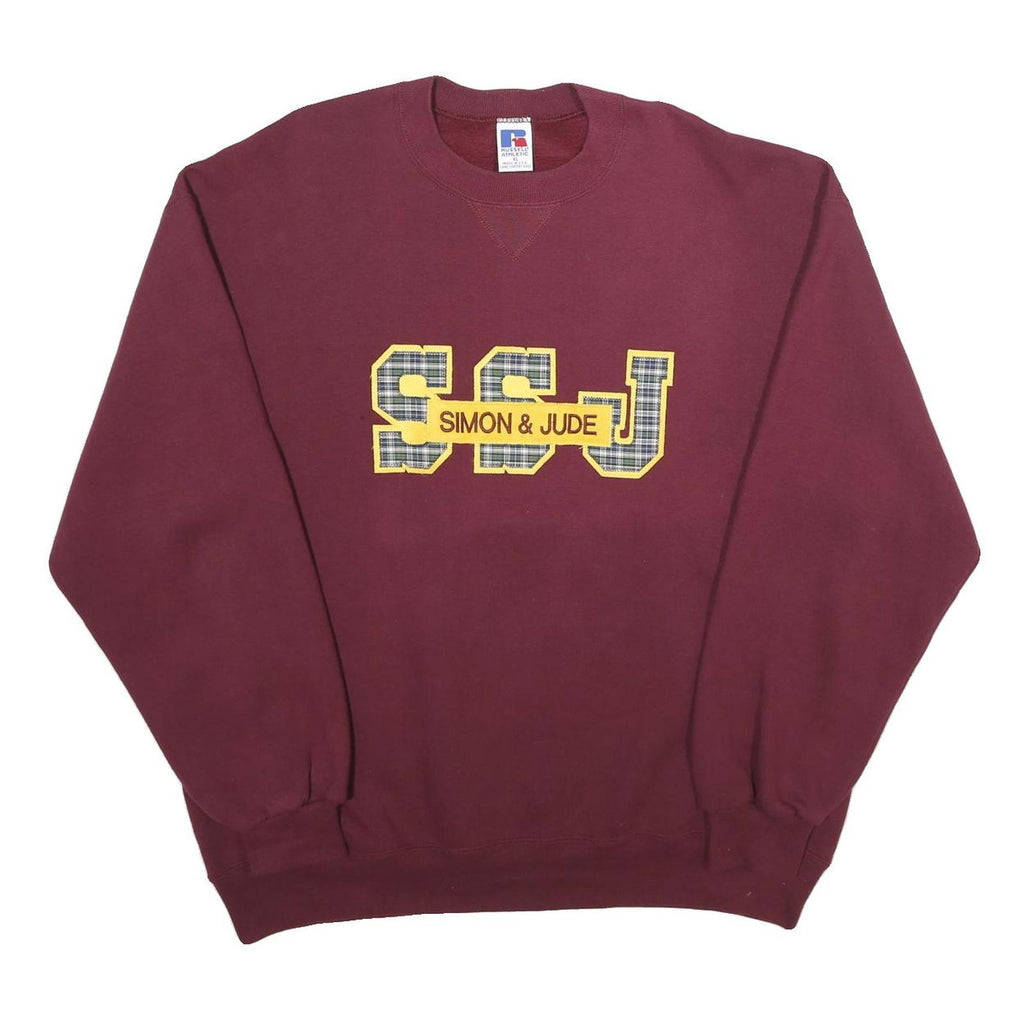 RUSSELL ATHLETIC Mens Maroon Simon & Jude Crew Neck XL Sweatshirt Cotton Blend