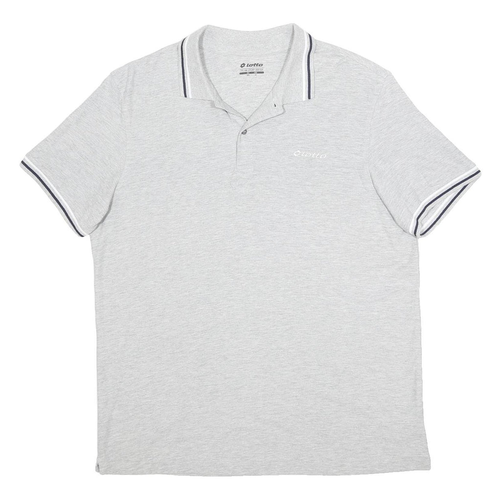 LOTTO Mens Grey Basic Polo Shirt 2XL Cotton Blend Short Sleeve Sports