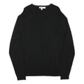 CALVIN KLEIN Mens Black Plain V-Neck Basic Knit Jumper L Cotton Blend Soft