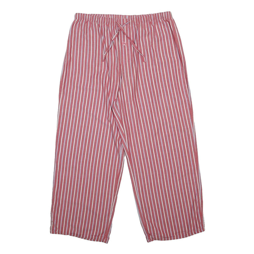 M&S Womens Cotton Loose Red & White Striped Trousers W30 L26 Casual Comfortable