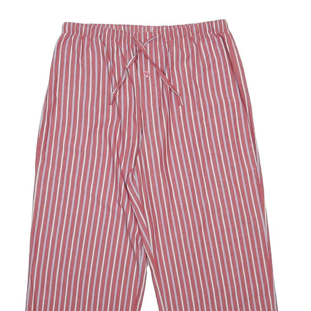 M&S Womens Cotton Loose Red & White Striped Trousers W30 L26 Casual Comfortable