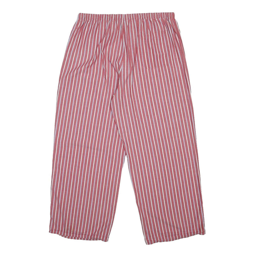 M&S Womens Cotton Loose Red & White Striped Trousers W30 L26 Casual Comfortable