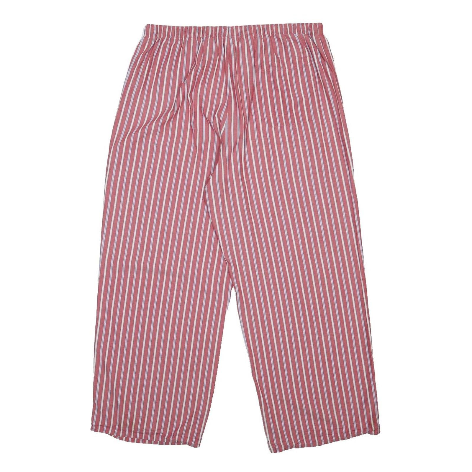 M&S Womens Cotton Loose Red & White Striped Trousers W30 L26 Casual Comfortable