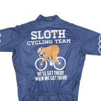 Mens Blue Sloth Cycling Team Graphic T-Shirt L Short Sleeve Zip Neck