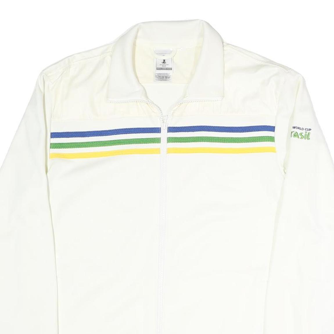 ADIDAS Mens White World Cup Brasil Track Jacket M Polyester Blend Jersey Long