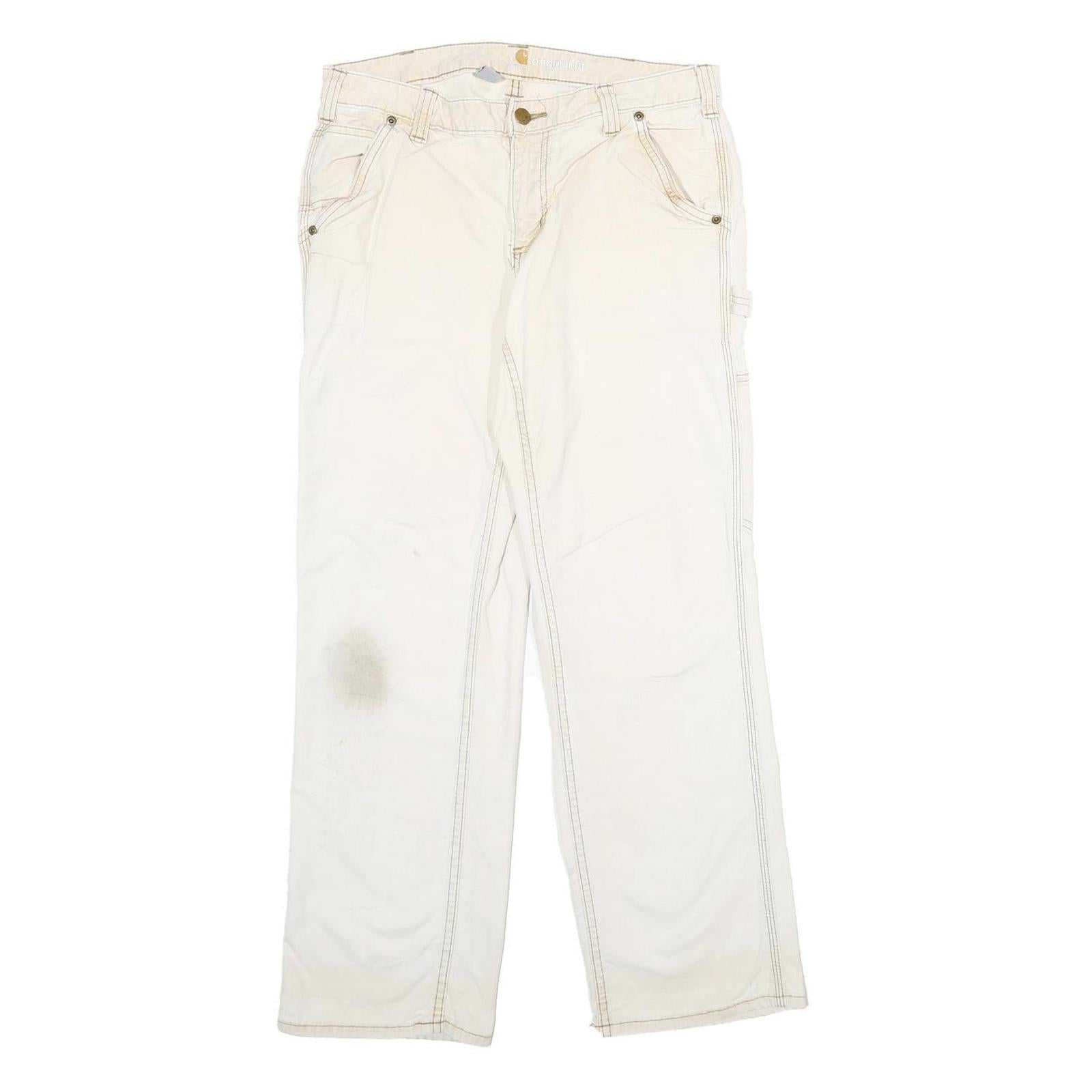 CARHARTT Womens Cotton Blend Beige Classic Straight Trousers W30 L30 Workwear