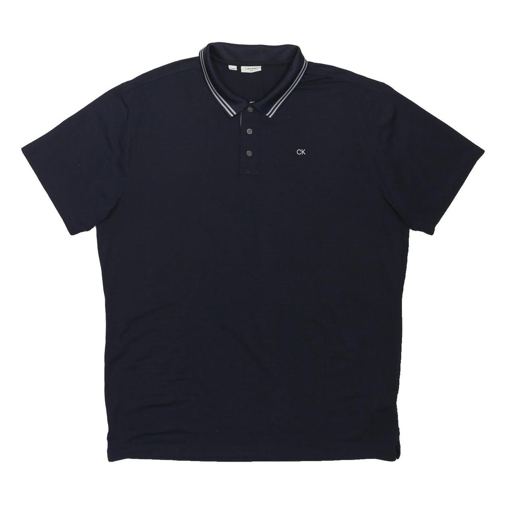 CALVIN KLEIN GOLF Mens Navy Polo Collar 2XL Cotton Blend Golf Top CK Logo