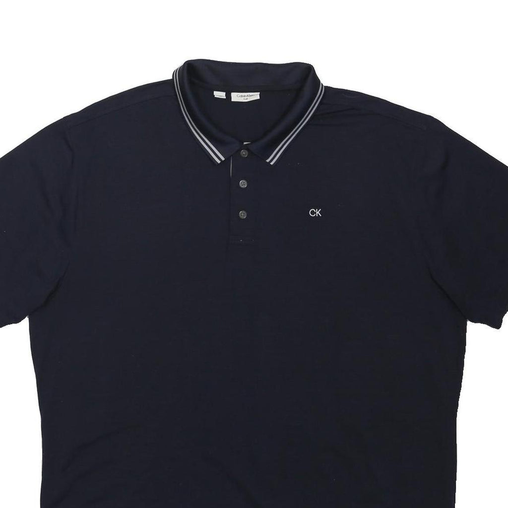 CALVIN KLEIN GOLF Mens Navy Polo Collar 2XL Cotton Blend Golf Top CK Logo