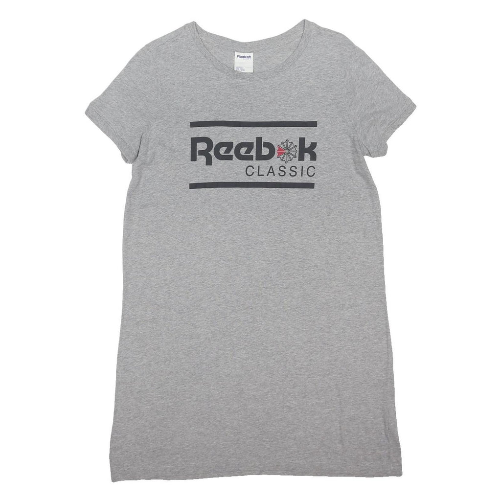 REEBOK Womens Grey Classic Cotton Blend T-Shirt Dress Short Sleeve M Casual