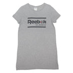 REEBOK Womens Grey Classic Cotton Blend T-Shirt Dress Short Sleeve M Casual
