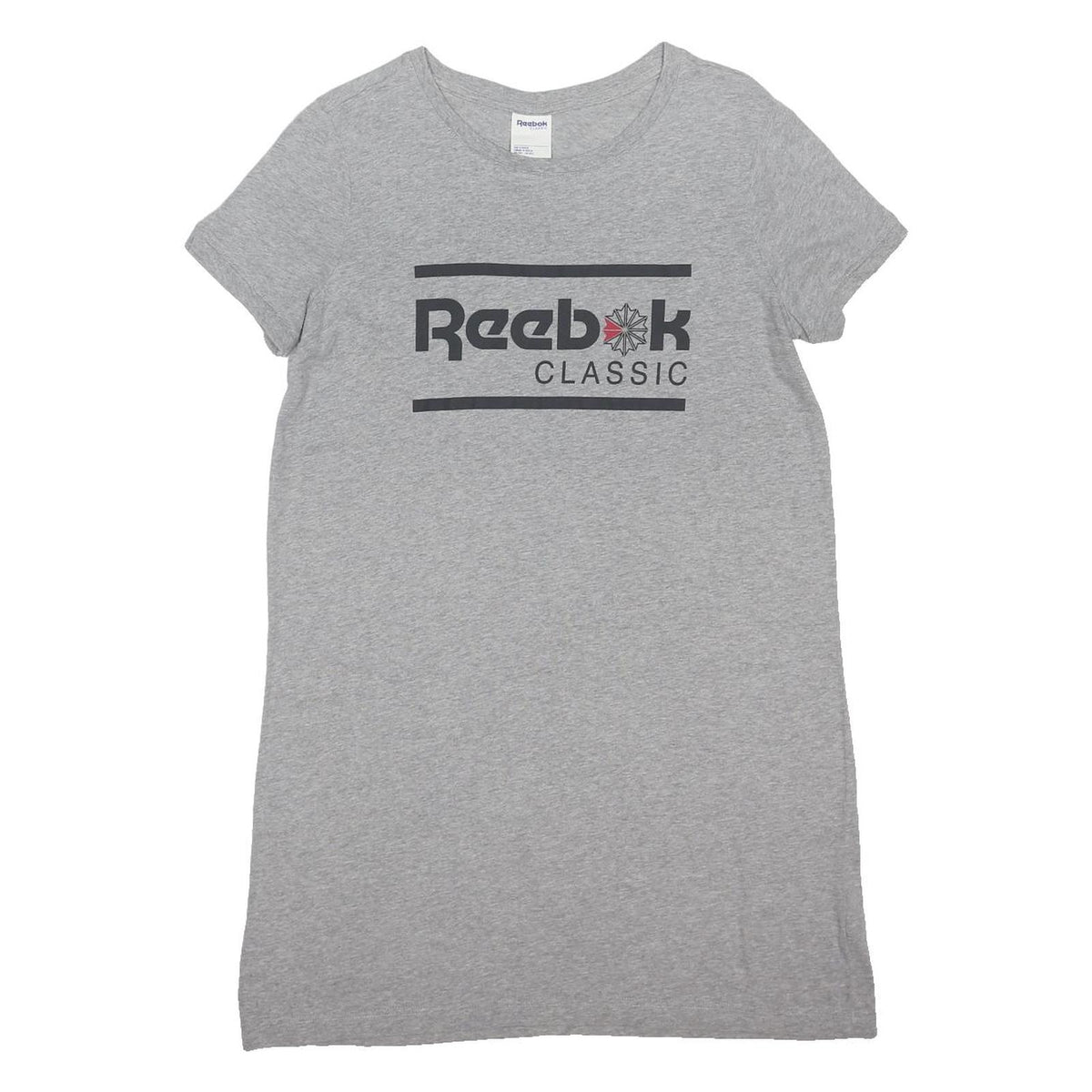 REEBOK Womens Grey Classic Cotton Blend T-Shirt Dress Short Sleeve M Casual