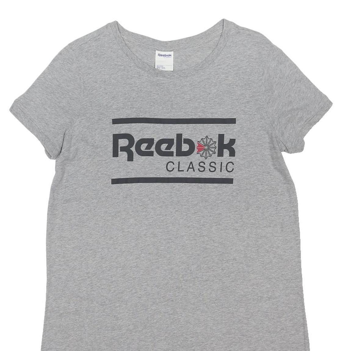 REEBOK Womens Grey Classic Cotton Blend T-Shirt Dress Short Sleeve M Casual