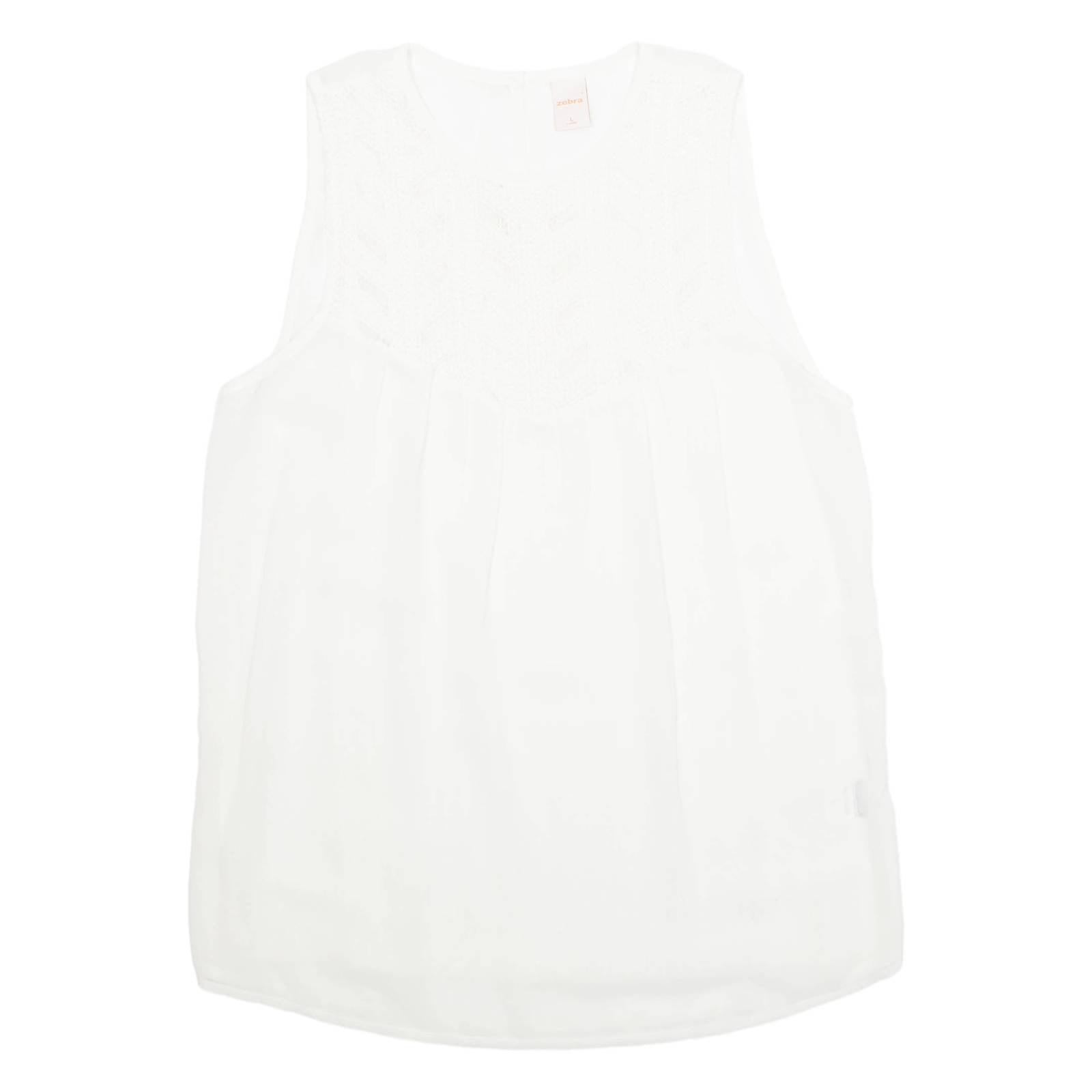 ZEBRA Womens Top White Sleeveless L