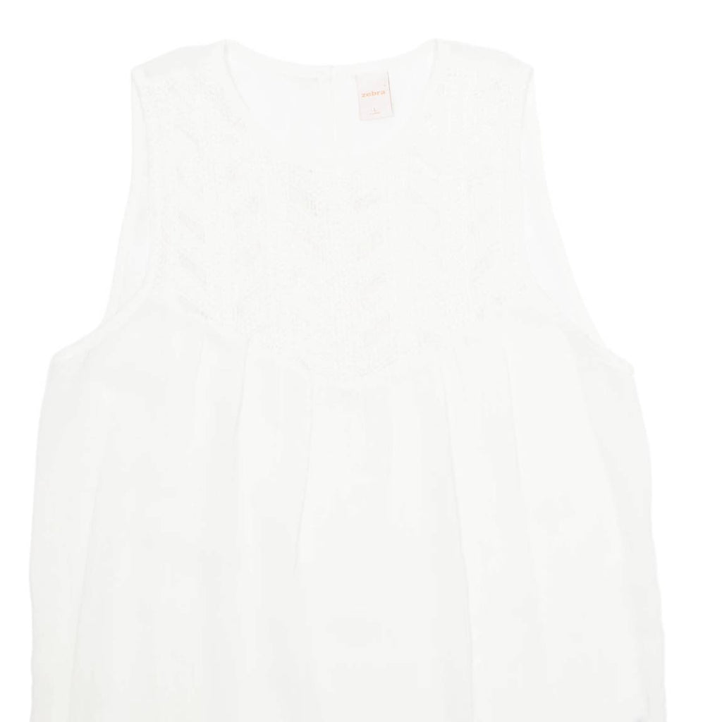 ZEBRA Womens Top White Sleeveless L