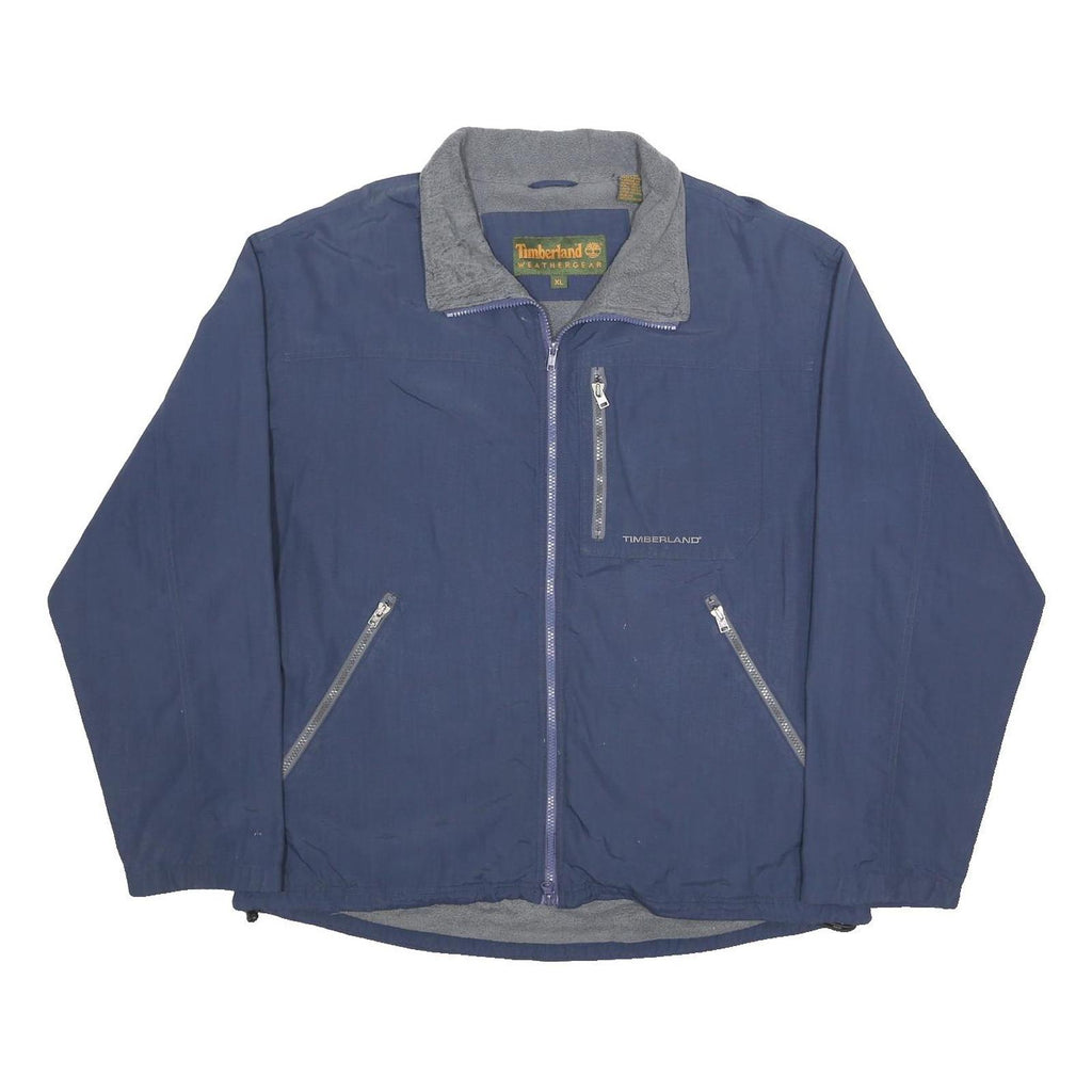 TIMBERLAND Mens Blue XL Jacket Polyester Blend Plain Zip Outdoor Casual