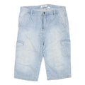 Mens Light Blue Cargo Shorts L W36 Cotton Blend Casual Pockets