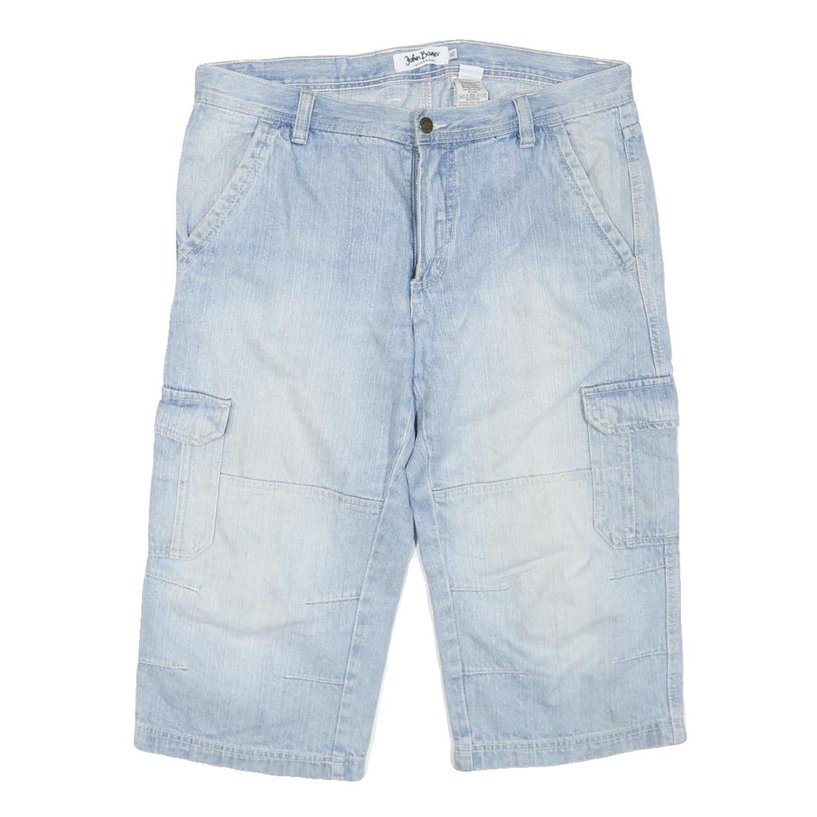 Mens Light Blue Cargo Shorts L W36 Cotton Blend Casual Pockets