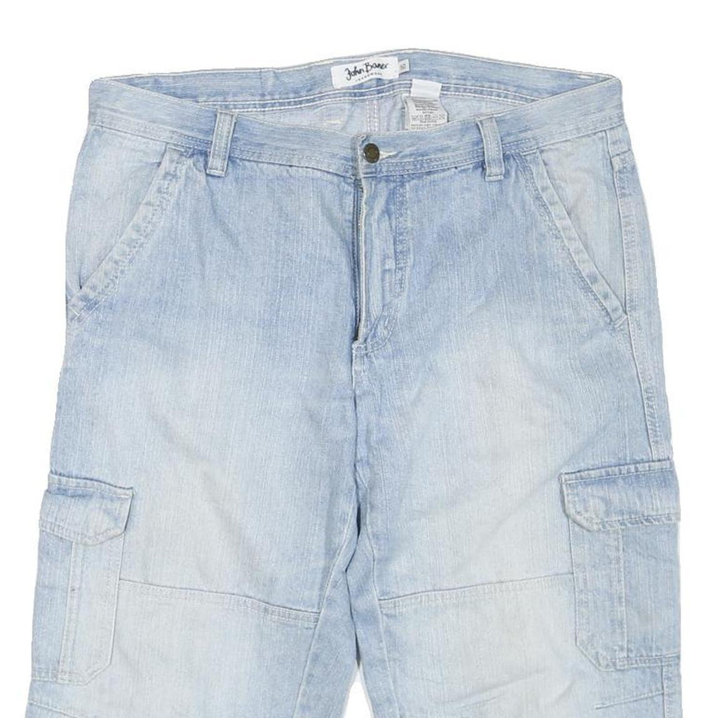 Mens Light Blue Cargo Shorts L W36 Cotton Blend Casual Pockets