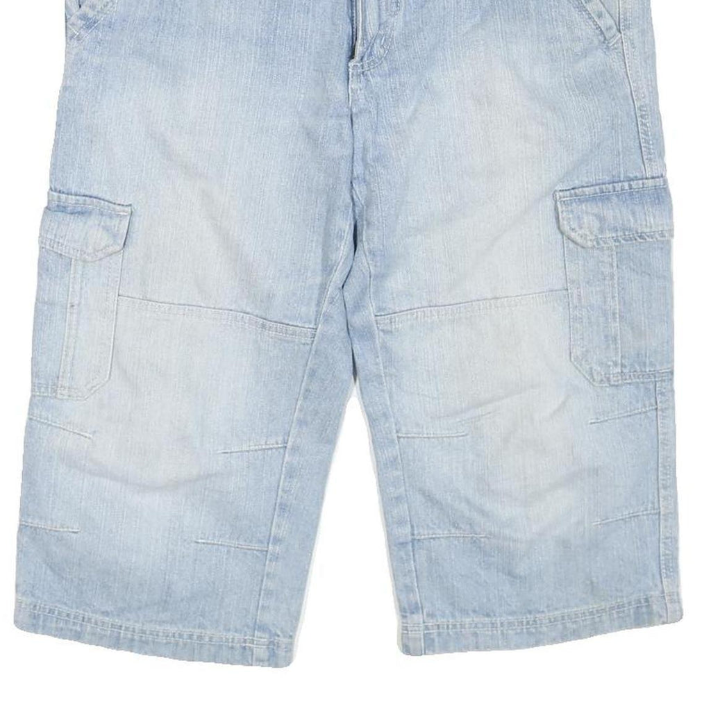 Mens Light Blue Cargo Shorts L W36 Cotton Blend Casual Pockets