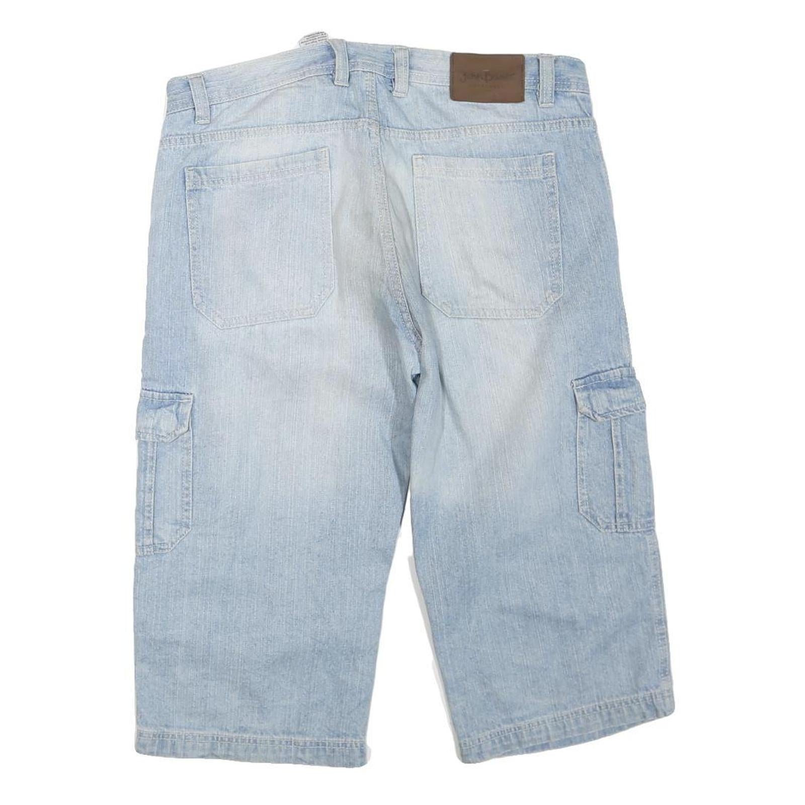 Mens Light Blue Cargo Shorts L W36 Cotton Blend Casual Pockets