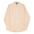 TOMMY HILFIGER Mens Beige & Cream Stripe Shirt M Regular Fit Cotton Blend Button