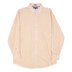TOMMY HILFIGER Mens Beige & Cream Stripe Shirt M Regular Fit Cotton Blend Button