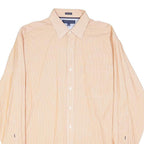 TOMMY HILFIGER Mens Beige & Cream Stripe Shirt M Regular Fit Cotton Blend Button