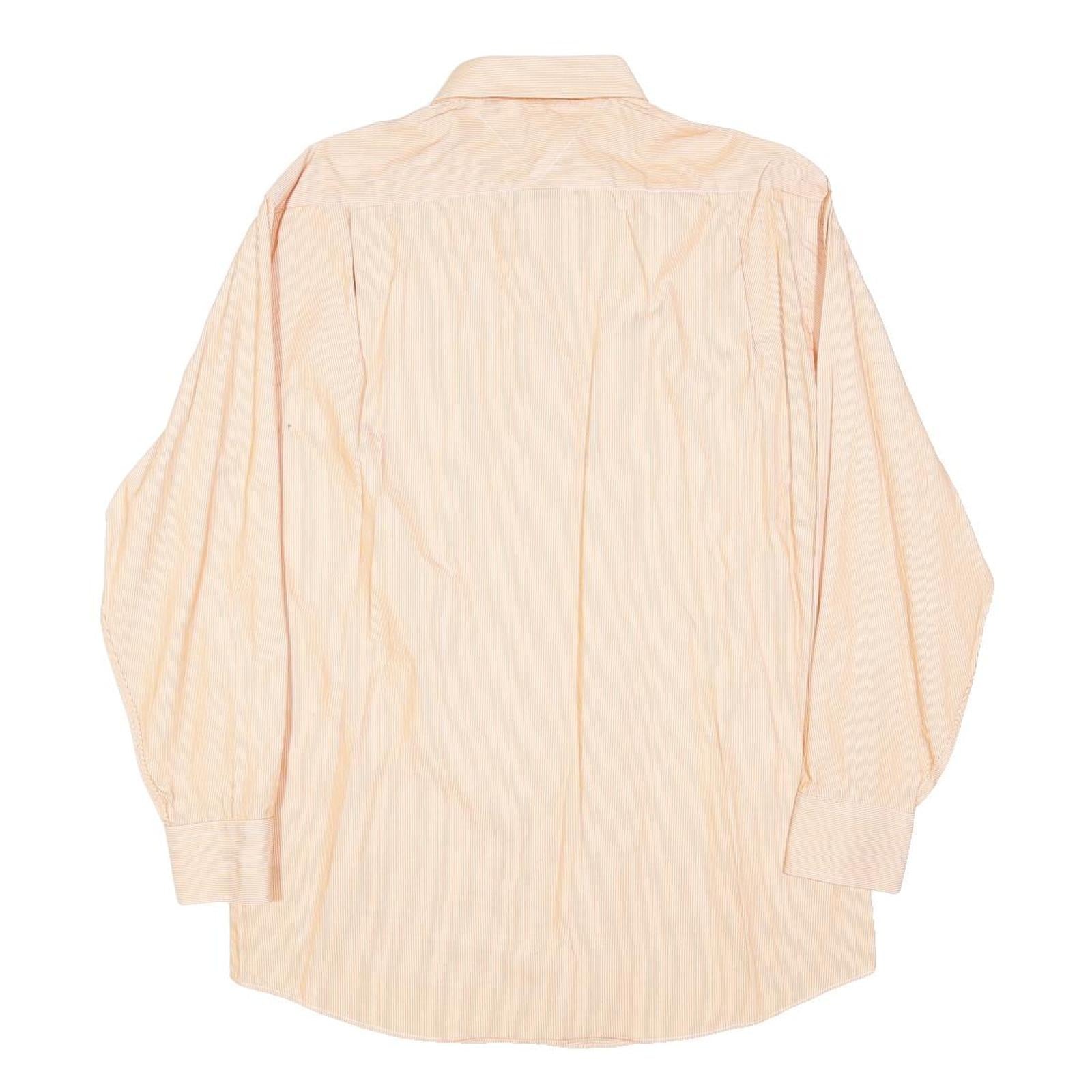 TOMMY HILFIGER Mens Beige & Cream Stripe Shirt M Regular Fit Cotton Blend Button