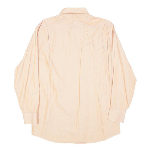 TOMMY HILFIGER Mens Beige & Cream Stripe Shirt M Regular Fit Cotton Blend Button