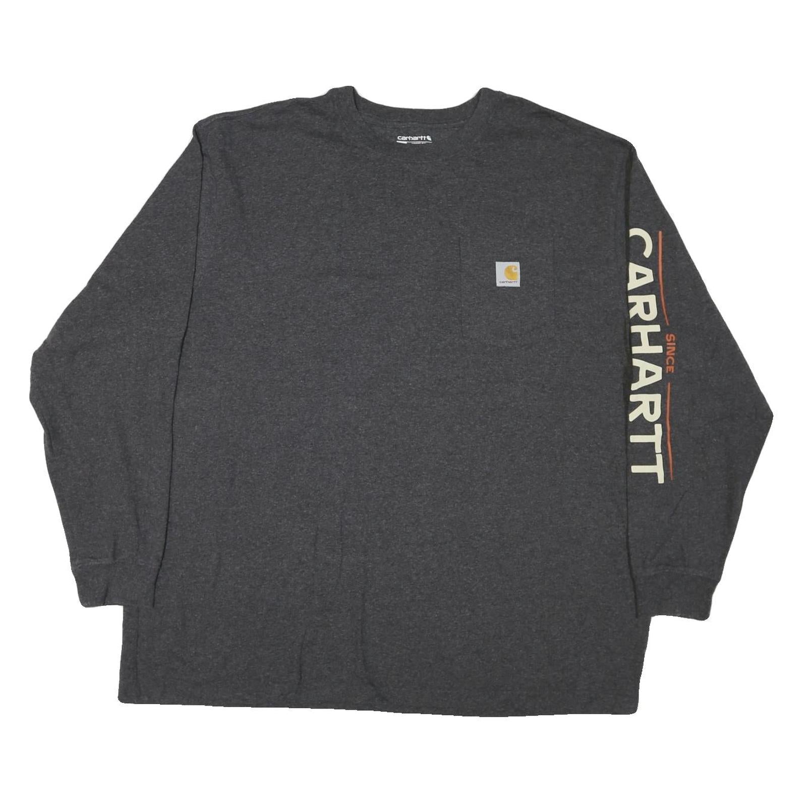 CARHARTT Mens Charcoal Grey Graphic Long Sleeve Crew Neck T-Shirt 2XL