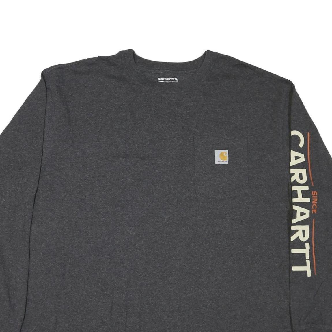 CARHARTT Mens Charcoal Grey Graphic Long Sleeve Crew Neck T-Shirt 2XL