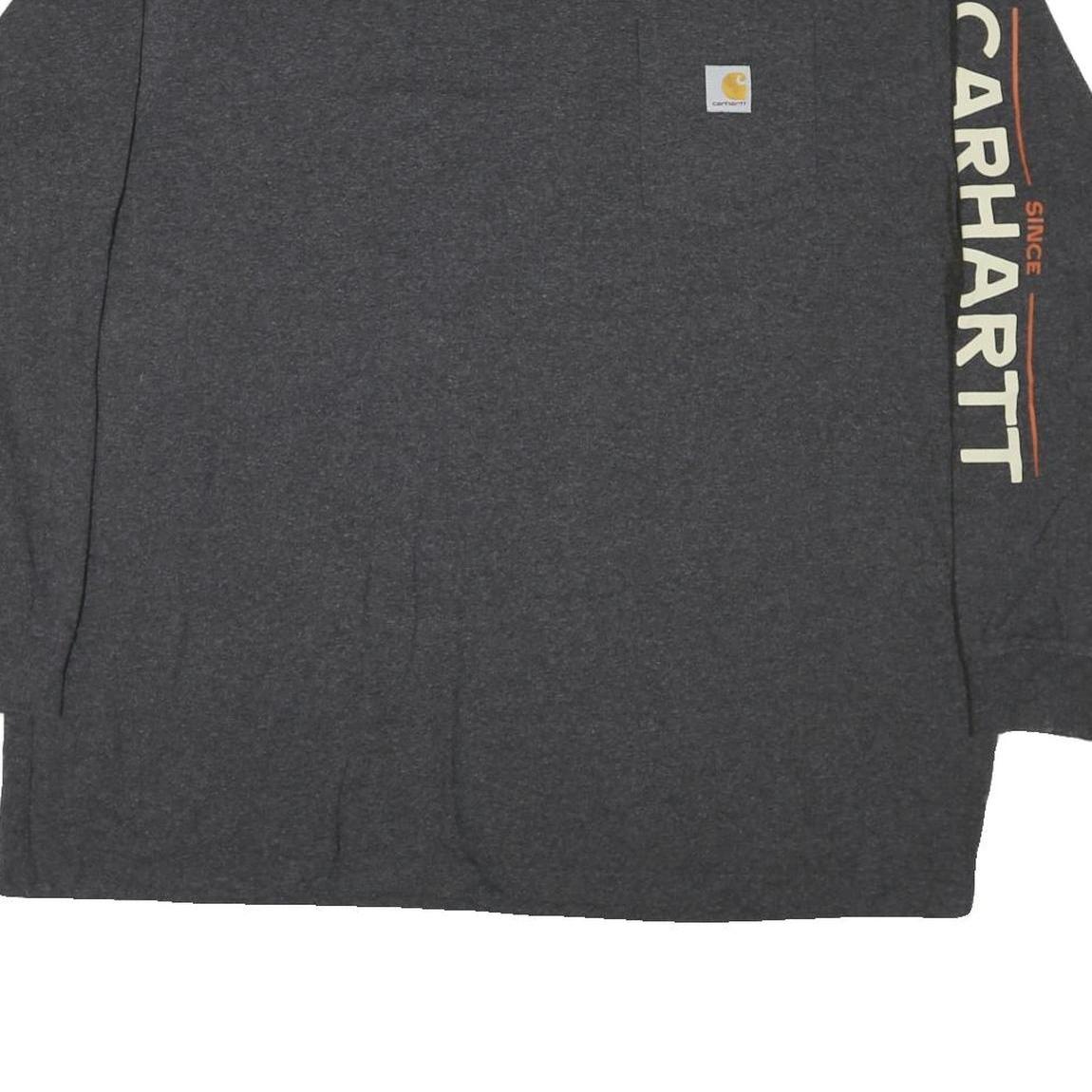 CARHARTT Mens Charcoal Grey Graphic Long Sleeve Crew Neck T-Shirt 2XL