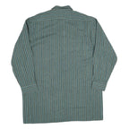 Mens Blue & Green Striped Cotton Blend Shirt XL Casual Long Sleeve Front Pocket
