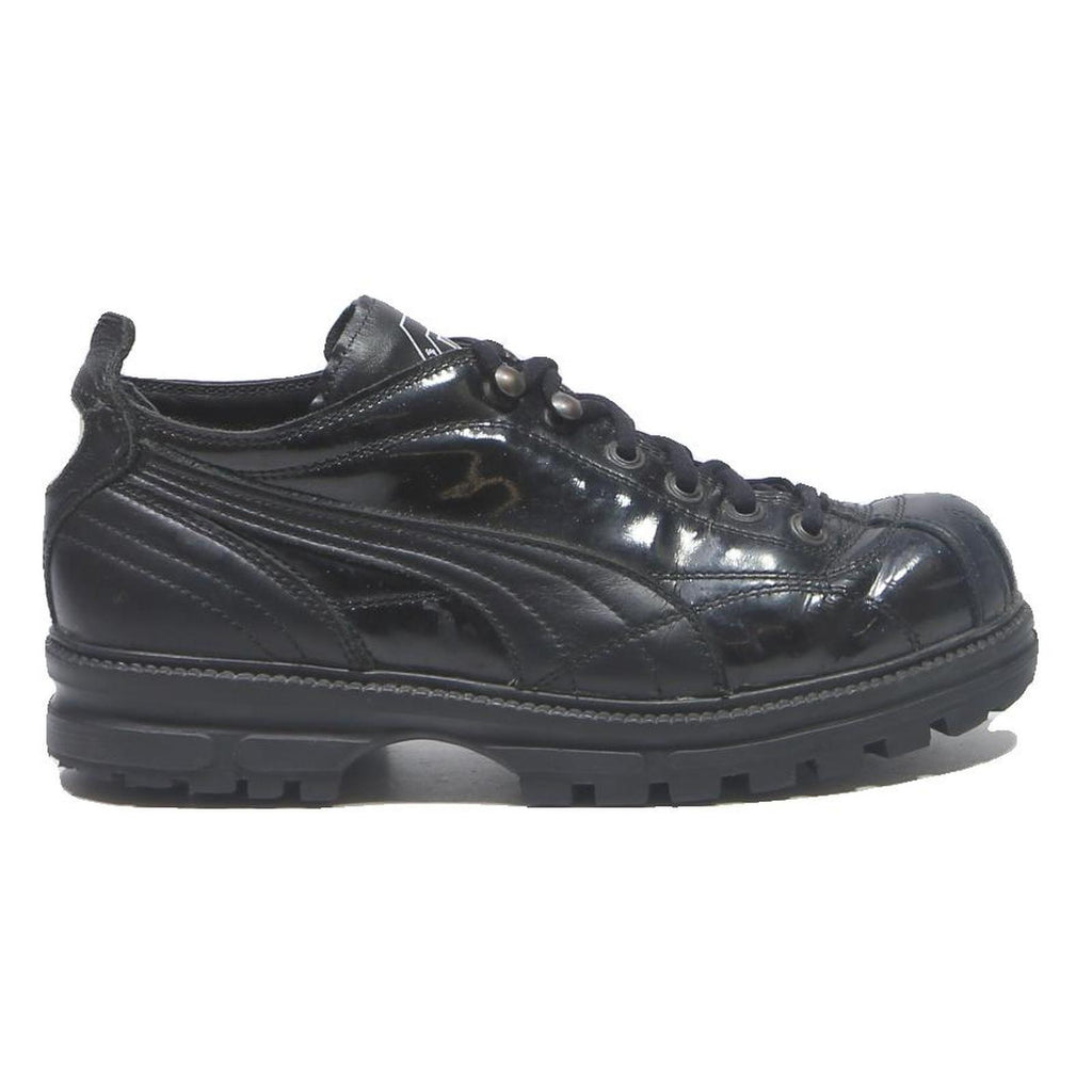 PUMA Mens Lace-Up Trainers Black Leather UK 6 Casual Comfort Durable